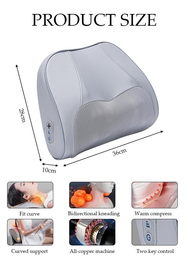Neck Massage Pillow And Shoulders, Adomen, Legs Back Massager Relaxation With Electric Heating Kneading Therapy Portable Shiatsu Massage Cushion for Home, Office - Image 4