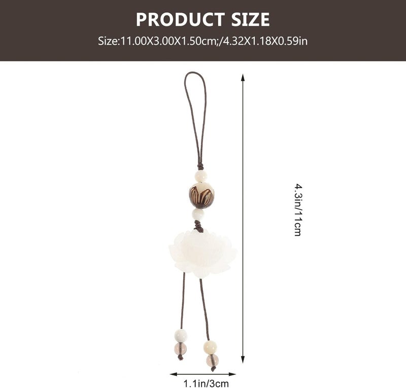 cheekyglo Phone Charm Jade Lotus Flower Charm Creative Pendant Phone Lanyard Lucky Charm Feng Shui Decoration Hand Knitting Phone Hanging Rope - Image 2