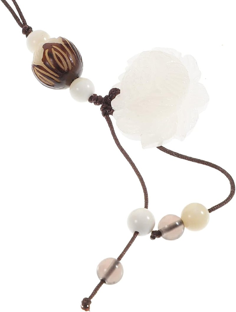 cheekyglo Phone Charm Jade Lotus Flower Charm Creative Pendant Phone Lanyard Lucky Charm Feng Shui Decoration Hand Knitting Phone Hanging Rope - Image 4
