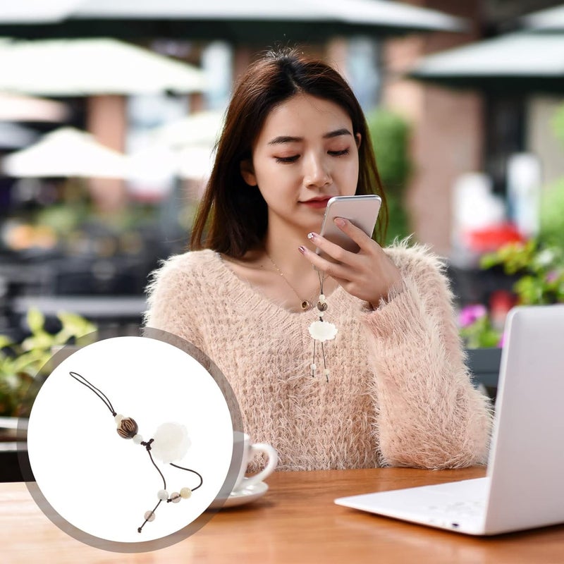 cheekyglo Phone Charm Jade Lotus Flower Charm Creative Pendant Phone Lanyard Lucky Charm Feng Shui Decoration Hand Knitting Phone Hanging Rope - Image 5