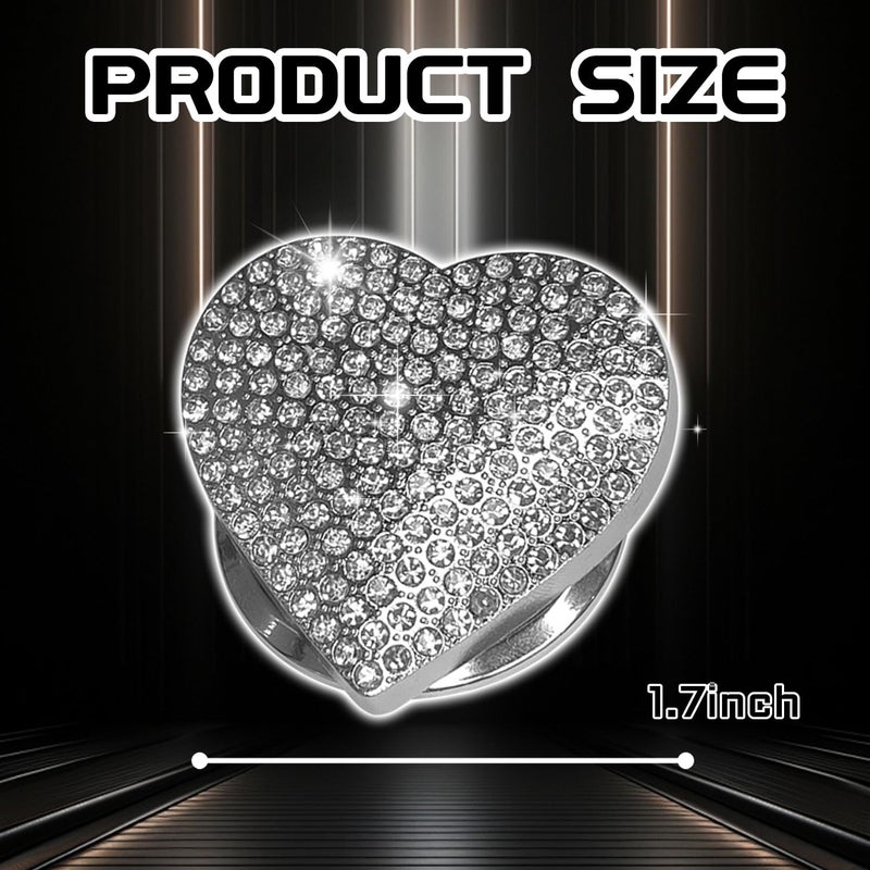 QBOONPT Heart Shape Car Engine Start Button Cover, Sparkly Rhinestone Ignition Button Decal, Bling Car Accessories for Women, Car Interior Accessories Push Start Button Cover Decorativeï¼ˆWhite) - Image 2