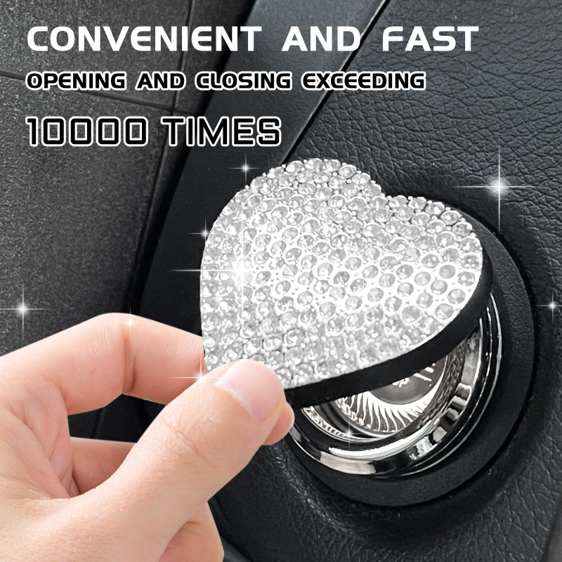 QBOONPT Heart Shape Car Engine Start Button Cover, Sparkly Rhinestone Ignition Button Decal, Bling Car Accessories for Women, Car Interior Accessories Push Start Button Cover Decorativeï¼ˆWhite) - Image 4