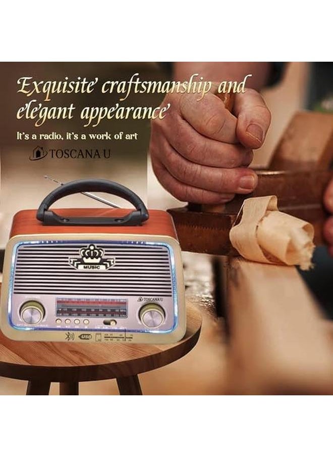 TOSCANA U Mini Am Fm Aux Portable Radio Usb Memory Hifi Bluetooth Speaker External Light St 0257  - Image 3