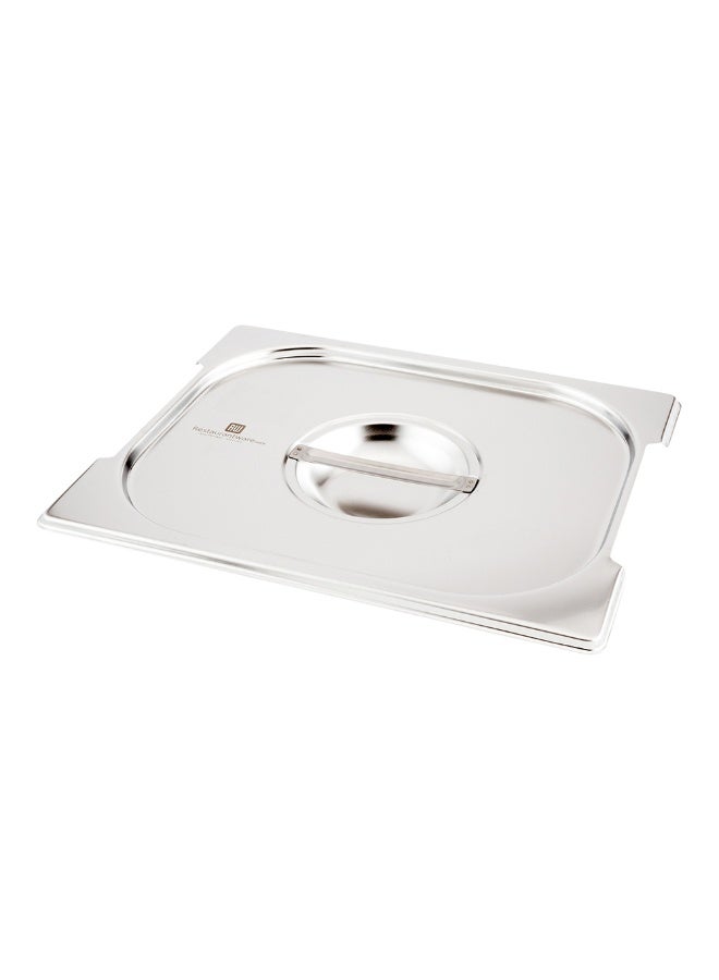 Restaurantware LID ONLY: Met Lux 12.8 x 10.4 Inch Steam Table Pan Lid, 1 Hotel Pan Lid - Fits 1/2 Size Steam Table Pan, Table Pan Sold Separately, Stainless Steel Steam Pan Cover, Built-In Handle  - Image 2