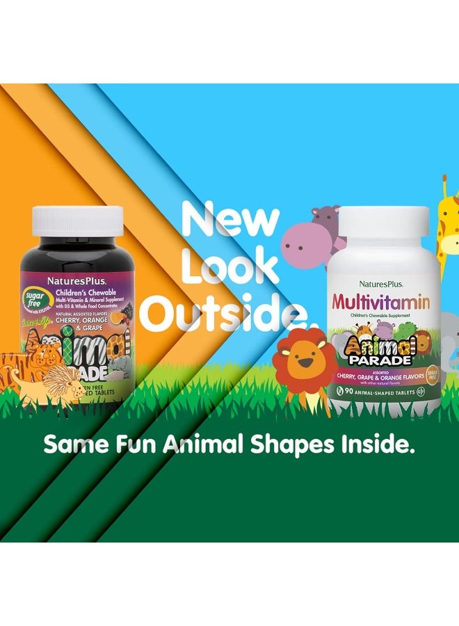 NaturesPlus Natures Plus Animal Parade Sugar-Free Children's Multivitamin - Assorted Cherry, Grape & Orange Flavors - 90 Chewable Tablets - 45 Total Servings - Image 2