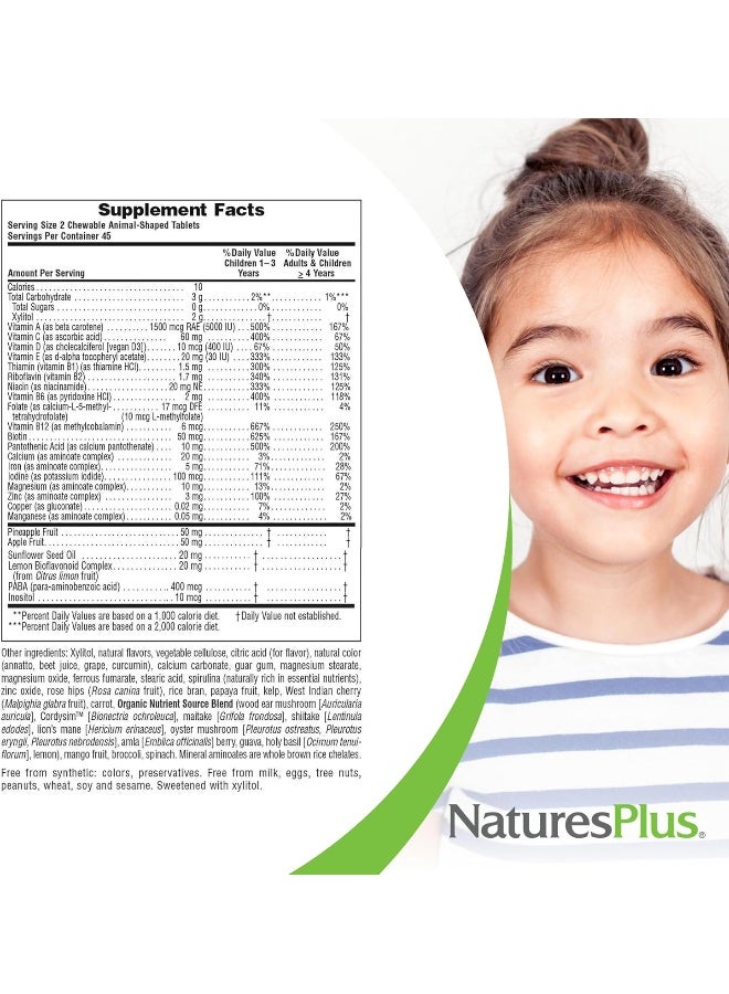 NaturesPlus Natures Plus Animal Parade Sugar-Free Children's Multivitamin - Assorted Cherry, Grape & Orange Flavors - 90 Chewable Tablets - 45 Total Servings - Image 5