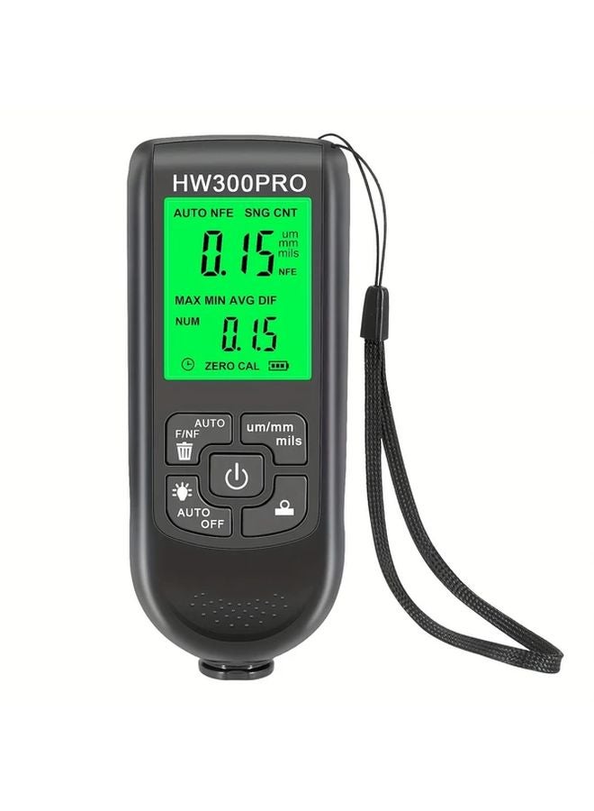 مقياس سمك الطلاء الرقمي الأسود 0-2000 ميكرومتر عالي الدقة بشاشة LCD مضاءة خلفياً أوتوماتيكي/يدوي - Image 1