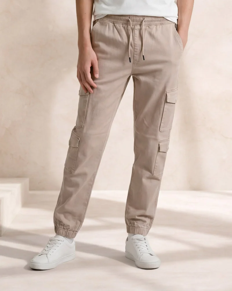 Redtag Senior Boys Beige 4 Pocket Cargo Trouser