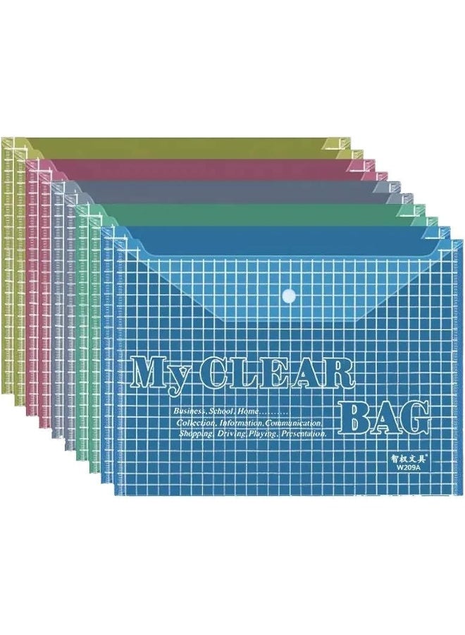 MOMENT 6 Pack Plastic File Folders For Documents, Clear Plastic Folders Plastic Envelopes For Documents, Reusable Clear File Folders Plastic File Bag Poly Filling Envelopes, A4 Size  - Image 1
