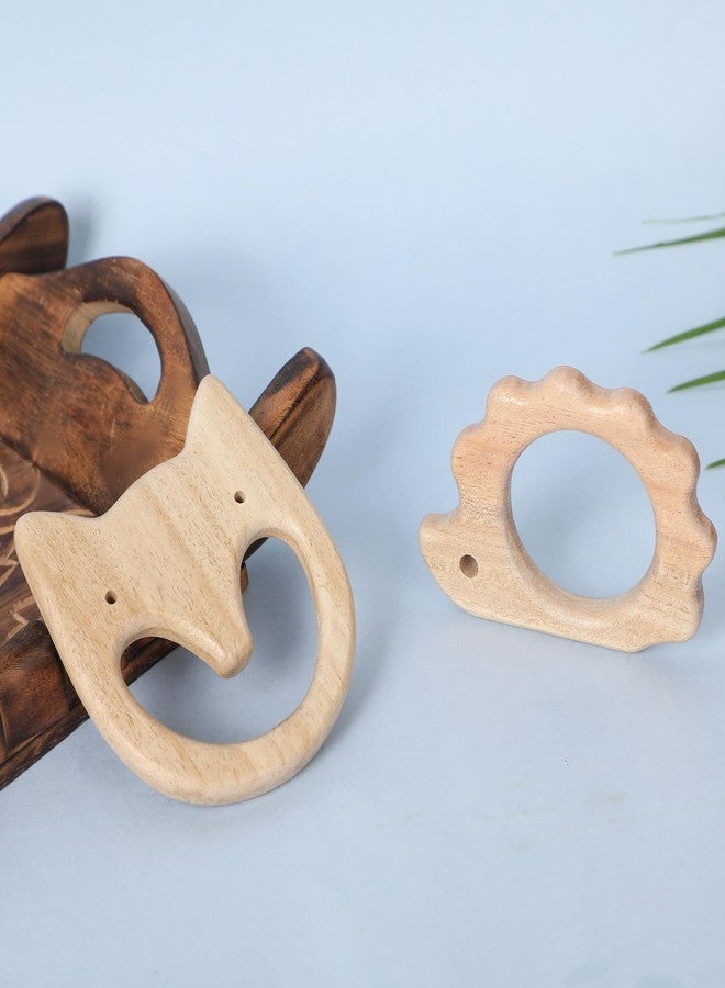 Babbles Neem Wood Teethers for Babies | Wooden Teethers for 6 to 12 Months Baby | Natural and Antibacterial (Cat+Hedgehog) - Image 4