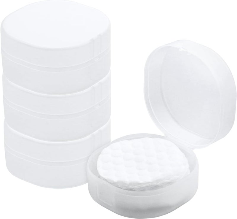 KASTWAVE Portable Plastic Cosmetic Cotton Pad Holder - Sealed Travel Storage Container for Makeup Remover Balls, Pads, Beads - 4 Pack, Whitish Transparent, Multipurpose Organizer for Bathroom and Travel - Image 1
