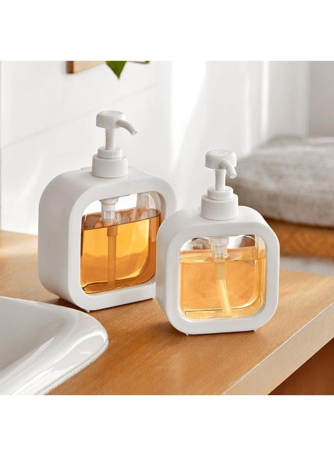 500ml Hand wash Dispenser Bottle Refillable Soap Dispenser for Bathroom Kitchen Hand Soap Dish Soap Shower Gel Shampoo Lotion Liquid Dispenser Empty Bottle Pack of 1 (White) - Image 3