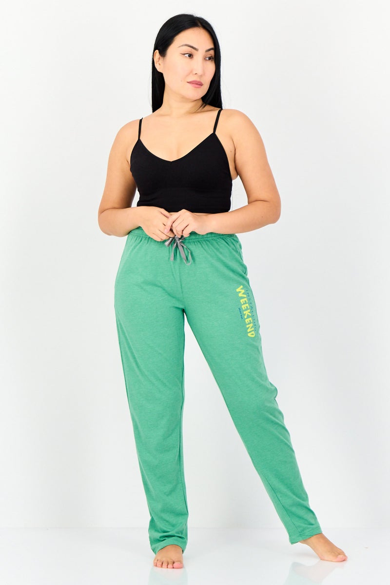 zivame Women Graphic Print Drawstring Pajama Pant, Green - Image 3