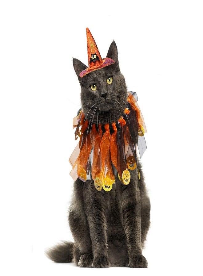 BWOGUE Cat Costume Halloween Pet Costumes Pumpkin Collar with Skull Hat Pet Apparel for Small Dogs and Cats - Image 1