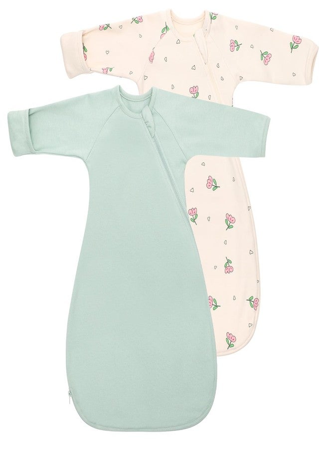 Knirose Baby Transitional Swaddle Sack Arms Up Length Sleeves Mitten Cuffs 2 Pack 3-6 Months, Soft Cotton Wearable Sleeping Bag Swaddling Blanket for Boys Girls Sleep Sacks Snug Fit Calms Startle Reflex - Image 1