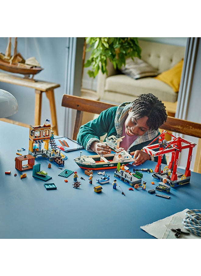 LEGO City Seaside Harbour With Cargo Ship Toy, Building Set For Boys And Girls Aged 8 And Over, Kids’ Gift Ideas, Model Container Crane And Boat With 8 Minifigures 60422 (1,226 Pieces)  - Image 4