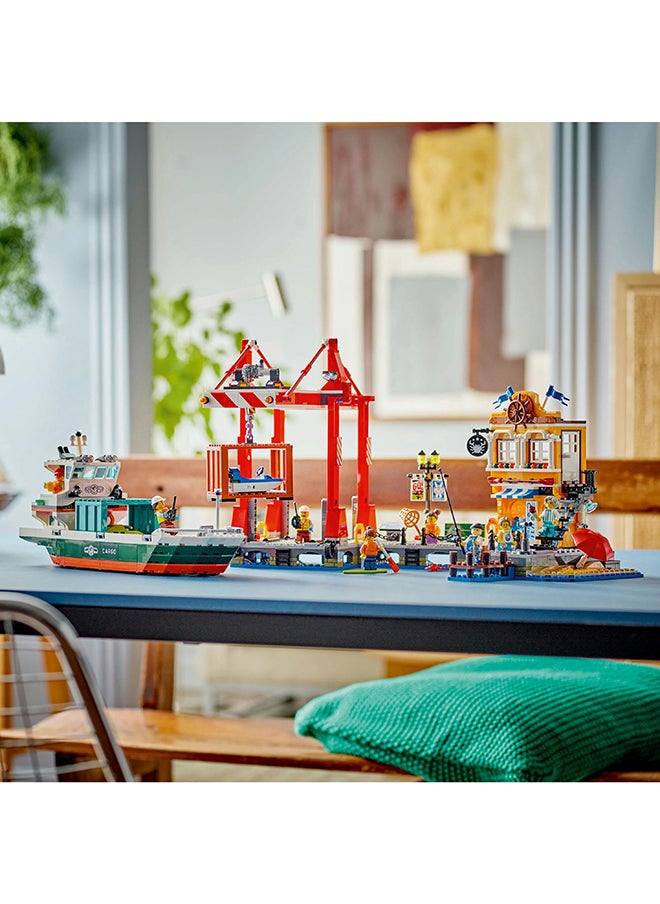 LEGO City Seaside Harbour With Cargo Ship Toy, Building Set For Boys And Girls Aged 8 And Over, Kids’ Gift Ideas, Model Container Crane And Boat With 8 Minifigures 60422 (1,226 Pieces)  - Image 5