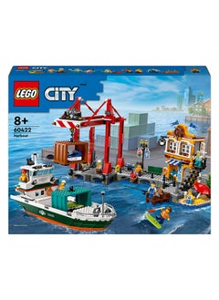 LEGO City Seaside Harbour With Cargo Ship Toy, Building Set For Boys And Girls Aged 8 And Over, Kids’ Gift Ideas, Model Container Crane And Boat With 8 Minifigures 60422 (1,226 Pieces)  - Image 2
