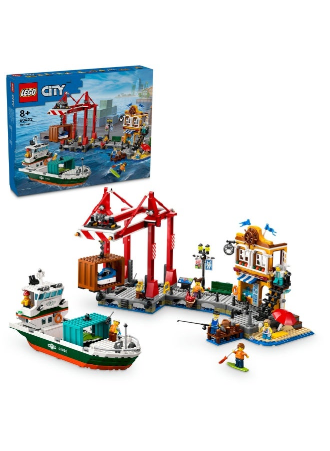 LEGO City Seaside Harbour with Cargo Ship Building Toy 60422 (Age 8+, 1226 Pieces) - Image 1