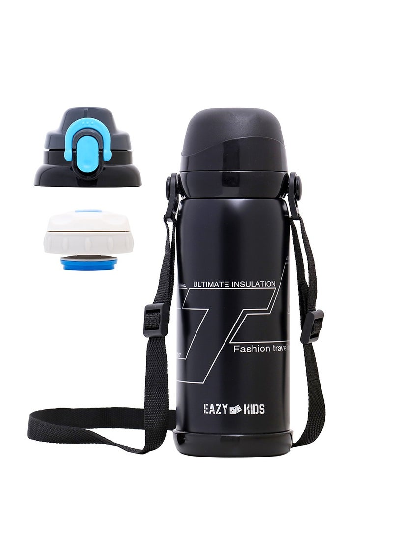 Eazy Kids Double Wall Insulated School Water Bottle - Black, 800 Ml  - Image 1