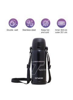 Eazy Kids Double Wall Insulated School Water Bottle - Black, 800 Ml  - Image 2