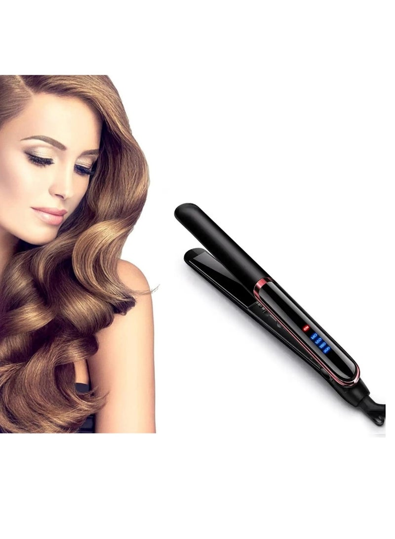 Furtey Hair Straightener Fast Heated Wet and Dry Hair Straightening and Curling Irons with LCD Screen for All Hair Types Straightens & Curls with Adjustable Temp (Black) - Image 1