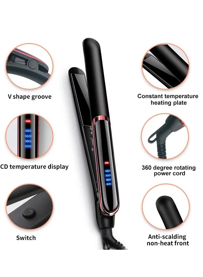 Furtey Hair Straightener Fast Heated Wet and Dry Hair Straightening and Curling Irons with LCD Screen for All Hair Types Straightens & Curls with Adjustable Temp (Black) - Image 4