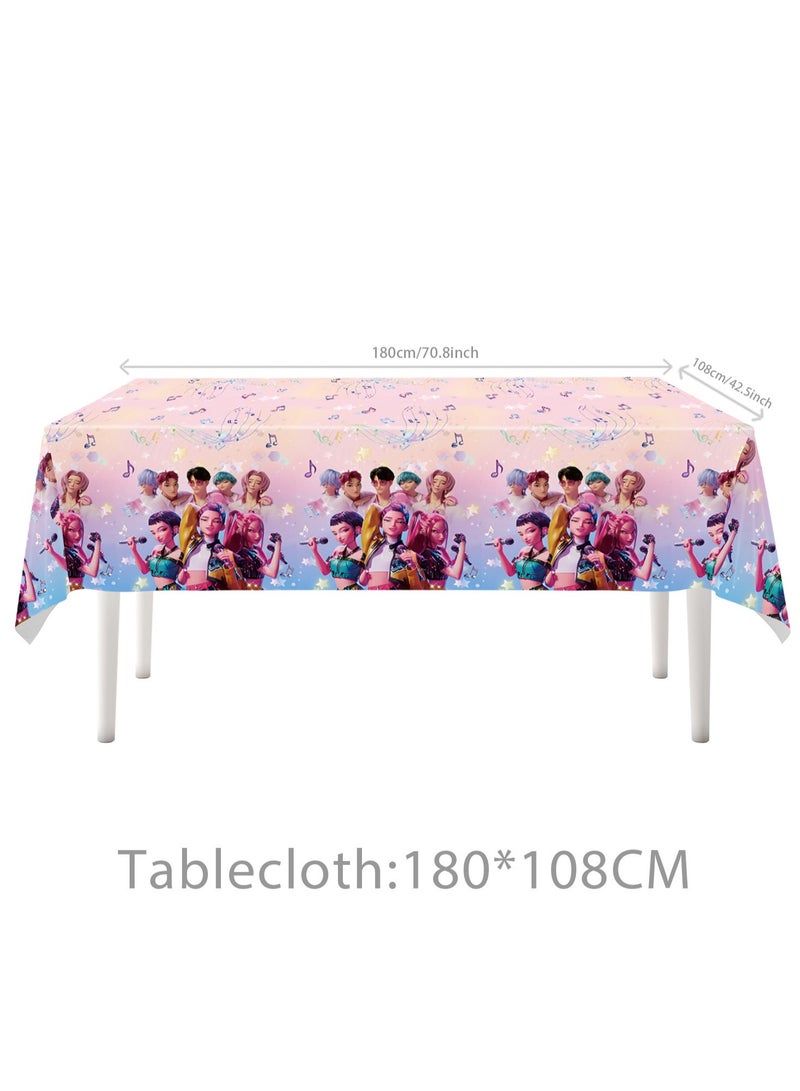 general K-POP Huntress Group Party Supplies 7 Set - 7/9In Plates Cups Napkins Tablecloth Banner Forks for Fans Birthday Theme Party - Image 3