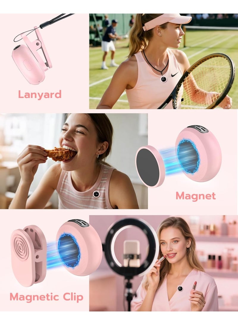 TNW Wireless Lavalier Microphone for iPhone/Android, TNW A37 Mini Mic with Noise Cancellation, 40H, 50M Range, 2in1 Clip&Magnetic Lapel Mic for Video Recording, Tiktok, Podcast, Streaming, Vlogging- Pink - Image 5