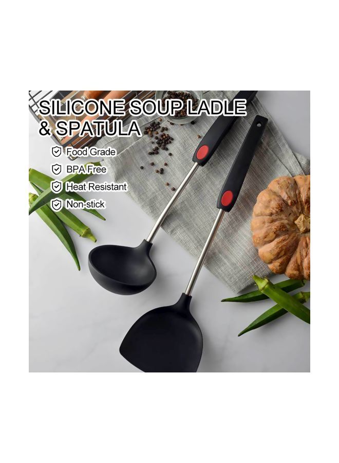 نيبمينينت عبوة تحتوي على ملعقة إسباتولا ومغرفة شوربة أسود/فضي 40x10x5سنتيمتر - Image 4