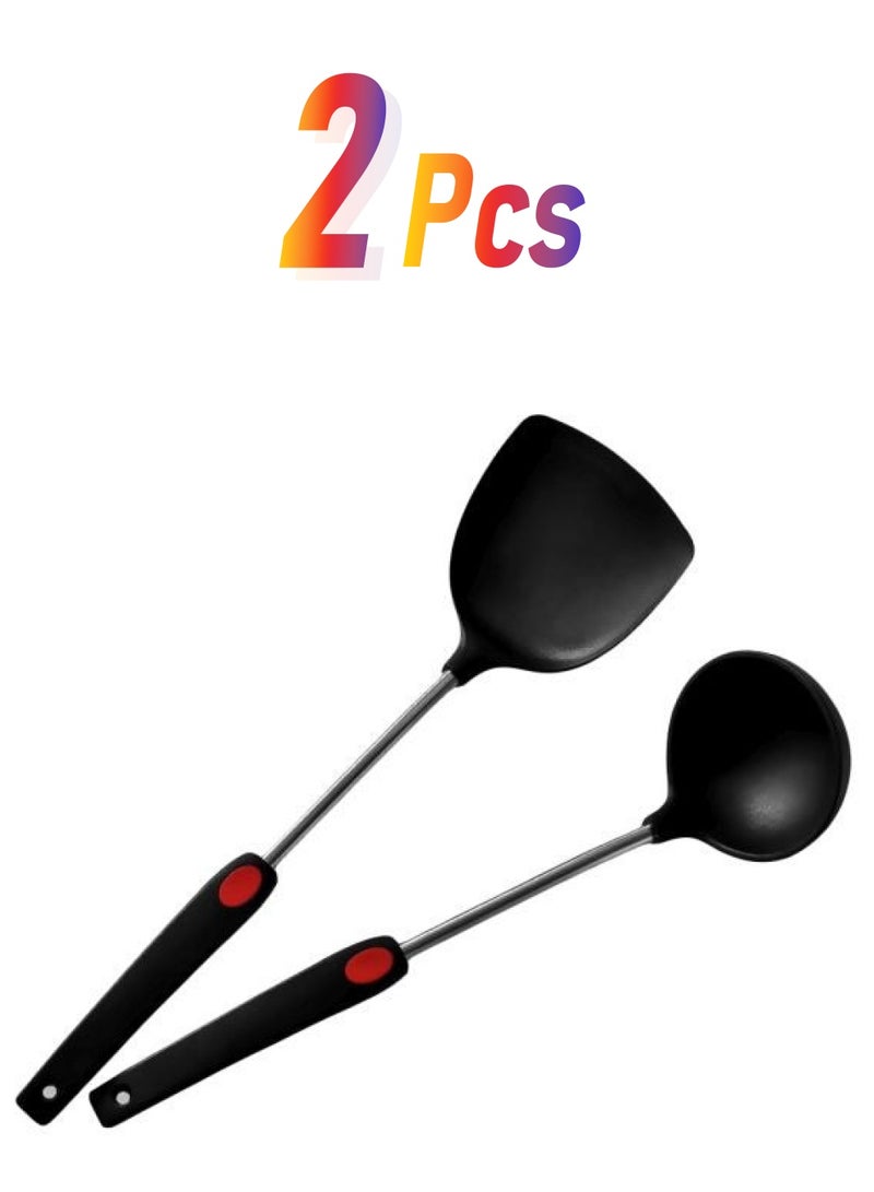 نيبمينينت عبوة تحتوي على ملعقة إسباتولا ومغرفة شوربة أسود/فضي 40x10x5سنتيمتر - Image 1