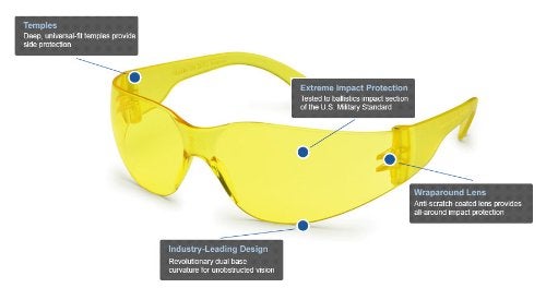 Gateway Safety 4675 UL-Certified StarLite Safety Glasses, Amber Lens, Amber Temple (Pack of 10) - Image 2
