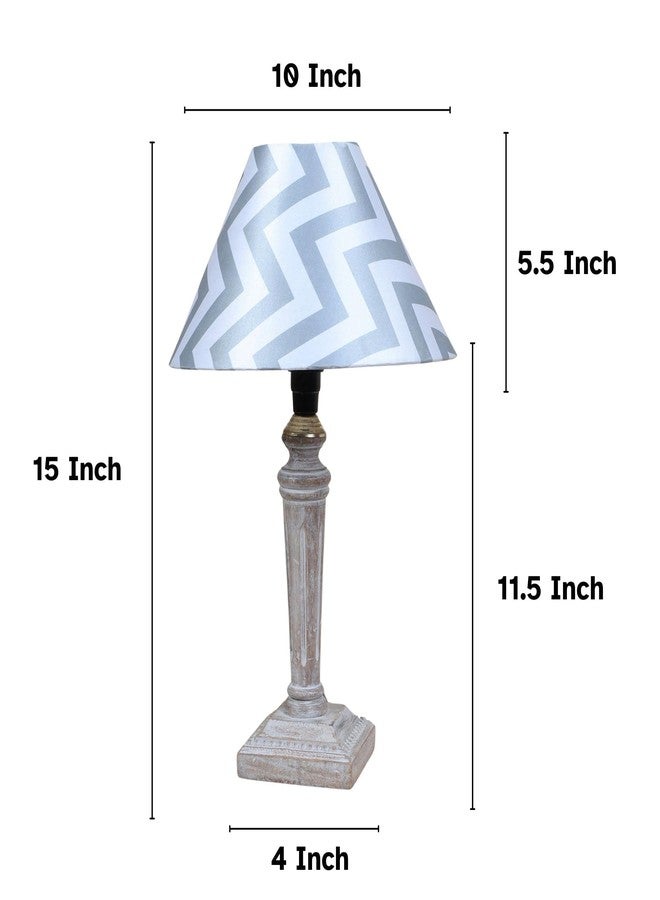 tu casa Hand Carved Equine Mangowood Table Lamp for Home Decoration, Bedroom, Living Room, Lounge, Office, Festival Gifting, Study Table (Maze Print with Satin Shade) H - 15" / No Blub - Image 3