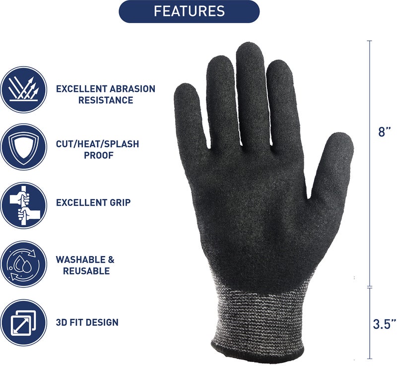 KAWACH Safety Hand Gloves/Heat/Cut/Splash Resistance/Anti Slip Gloves/Polymer coated non-slip gloves (Free Size) - Image 4