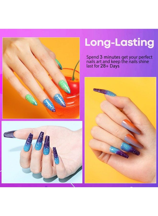 modelones Color Changing Gel Nail Polish 1Pcs 15Ml Purple Blue Purple Glitter Mood Temperature Change Gel Polish Set Soak Off Nail Polish Gel Diy Home Salon Led Nail Art Manicure Gifts For Women Girl - Image 4