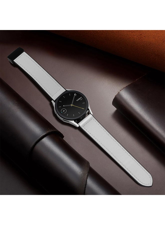 O Ozone Leather Silicone Watch Band for Samsung Galaxy Watch Ultra LTE 47mm / Galaxy Watch 3 45mm, 22mm Replacement Strap with D-Buckle Wristband- White - Image 4