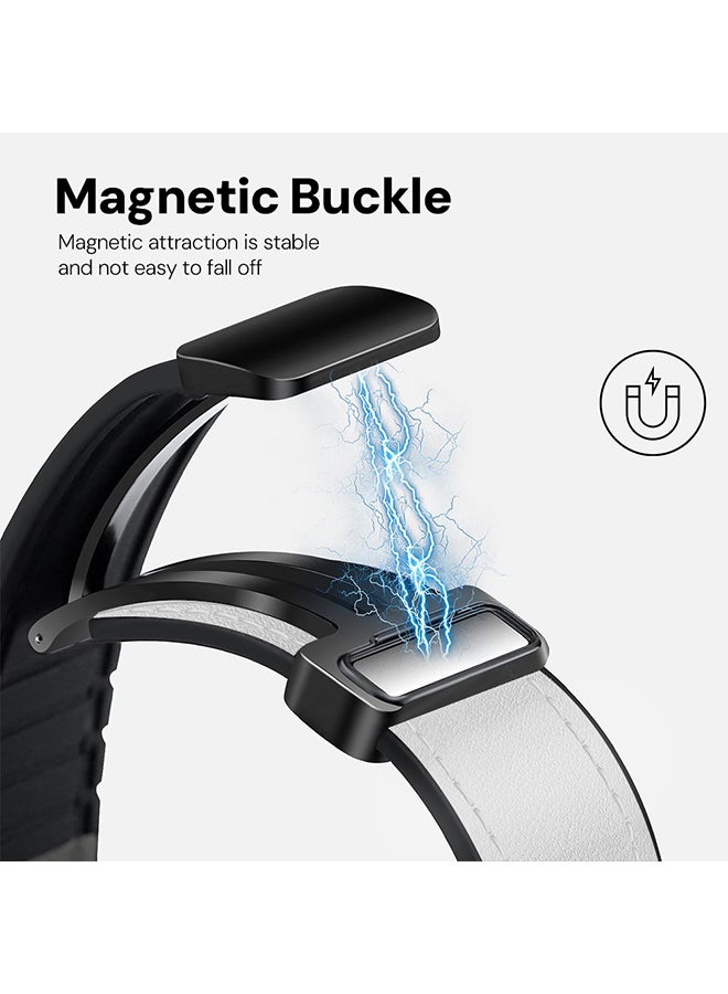 O Ozone Leather Silicone Watch Band for Samsung Galaxy Watch Ultra LTE 47mm / Galaxy Watch 3 45mm, 22mm Replacement Strap with D-Buckle Wristband- White - Image 2