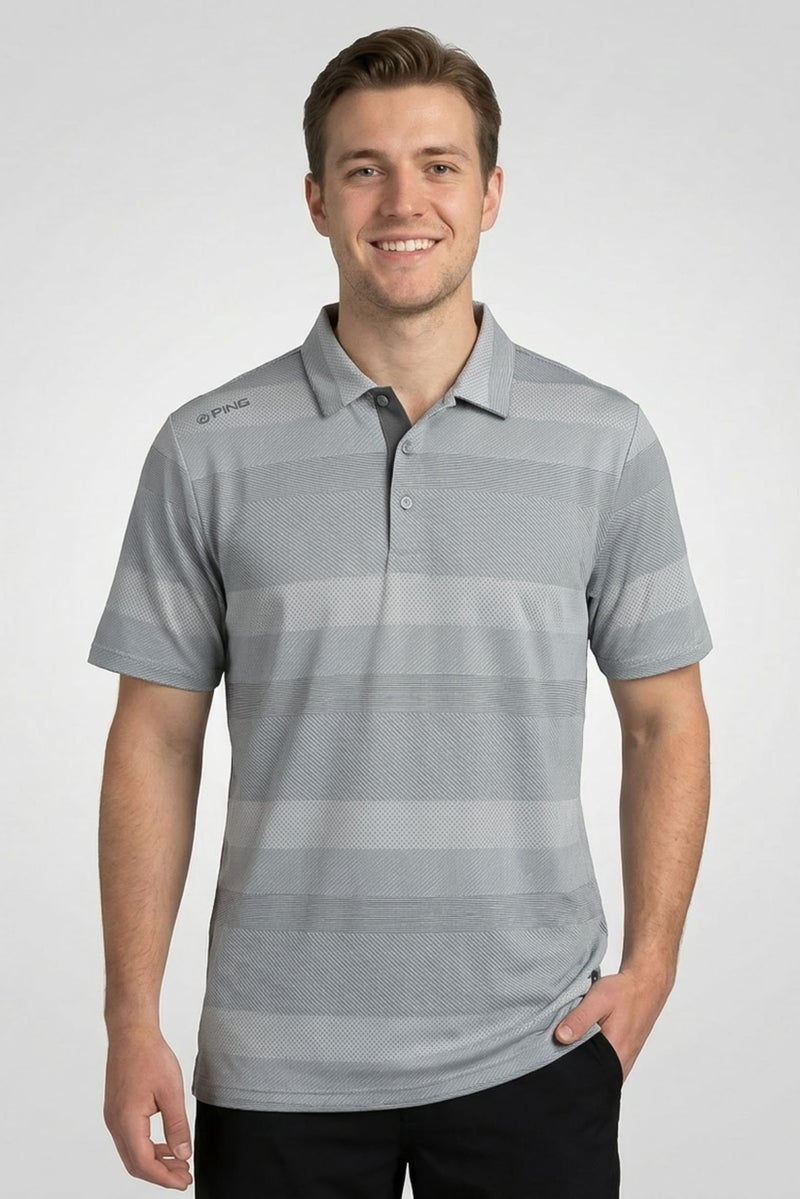 Ping Men Sportswear Fit Short Sleeve Outdoor Polo Shirt, Light Grey - Image 1