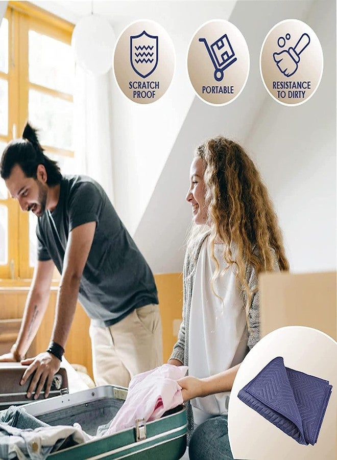 U HOMOVING 2 Pack Moving Blankets Heavy Duty 80"x72" Quilted Packing Blankets for Moving Furniture Padded Shipping Furniture Mover Blankets Blue - Image 5