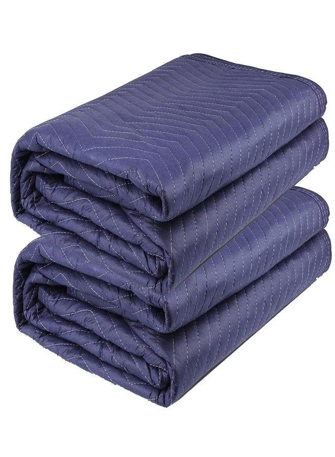 U HOMOVING 2 Pack Moving Blankets Heavy Duty 80"x72" Quilted Packing Blankets for Moving Furniture Padded Shipping Furniture Mover Blankets Blue - Image 1
