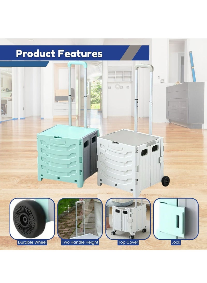 Home Smart Home Smart Folding Shopping Trolley with Wheels For Grocery Storage Office Picnic Beach Lightweight And Durable VIP Edition (Gray)  - Image 4