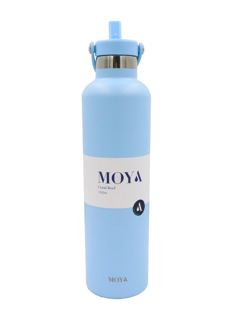 Moya "Coral Reef" 1L Insulated Sustainable Water Bottle Powder Blue - Image 2