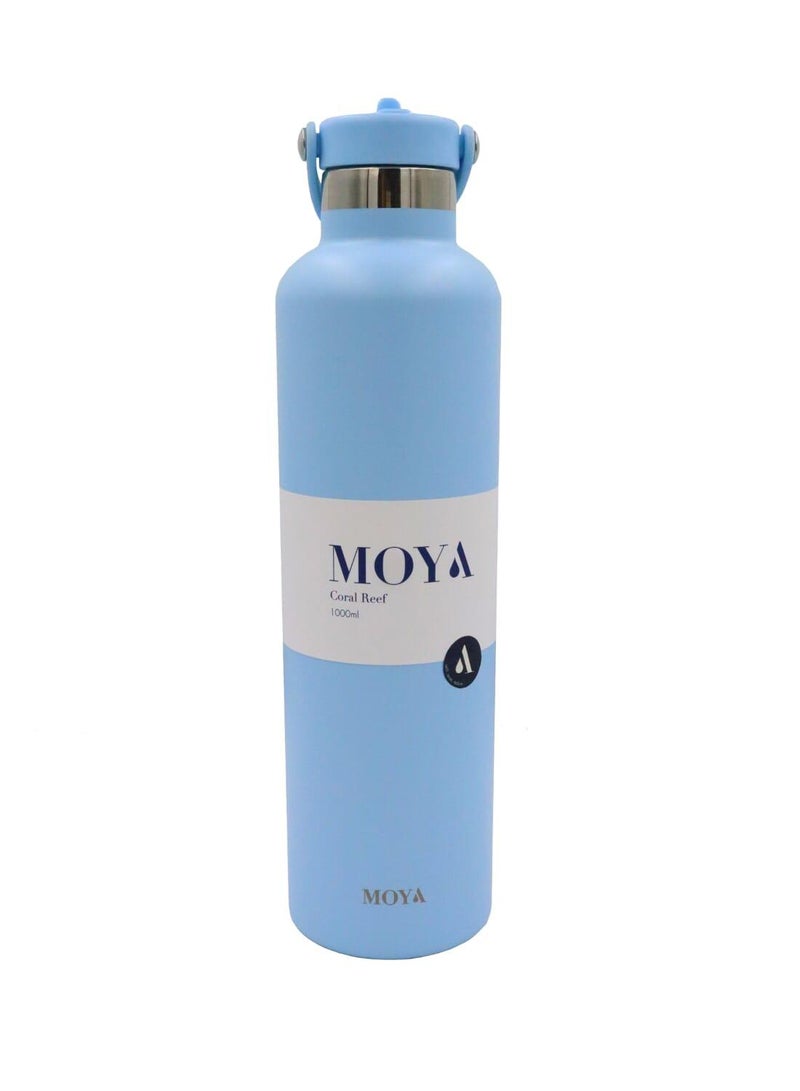 Moya "Coral Reef" 1L Insulated Sustainable Water Bottle Powder Blue - Image 3