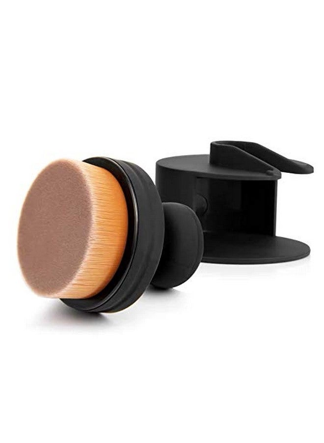 Sohynca Flat Round Shaped Foundation Makeup Brush Kabuki Liquid Foundation Brush Portable Cosmetic Brush Large Full Coverage Face Body Makeup Brush With Protective Stand - Image 2