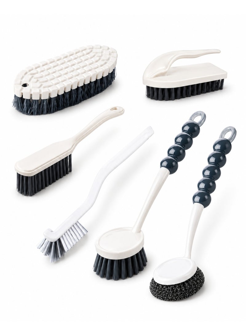 CHU DAI 6 Piece Multi-Purpose Cleaning Brush Set, Kitchen Sink Pan Crevice Scrub Brushes for Grease, Edges, Corners, Shoes, Bathroom and Daily Home Cleaning - Image 1