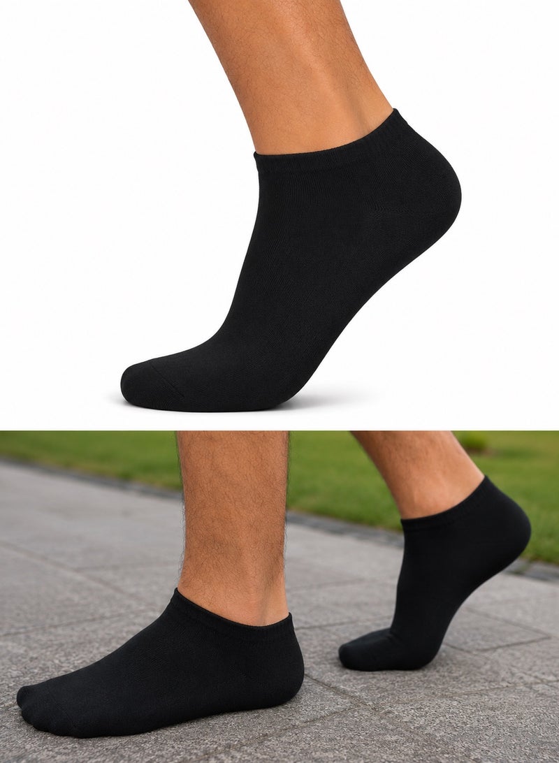 Men’s Black Cotton Socks 12 Pairs - Comfortable Everyday Socks - One Size Fits Most - Image 2