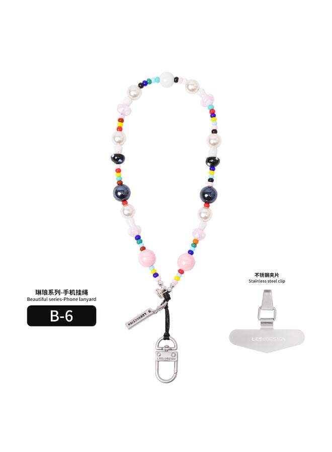 NIBEMINENT Phone Charm/ Chain Strap for Women Girls, Crystal Pearl Cell Phone Case Lanyard Wrist Strap