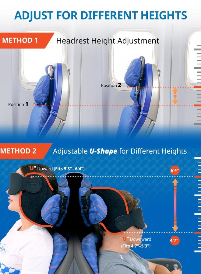 SARISUN Travel Pillow, Upgrade Airplane Pillow for Long Flight, 360° Support Headrest, Travel Neck Pillow Eye Masks for Sleep, Compact Airplane Travel Essentials, Stop Bobblehead, Mottled Grey - Image 2