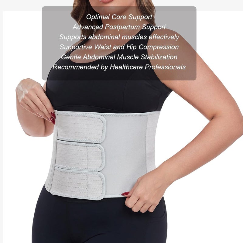 MAMODY Postpartum Belly Band abdominal Binder for Natural Delivery & C-Section, Adjustable Compression Wrap, Abdominal Support Belt (Gray, S/M) - Image 4