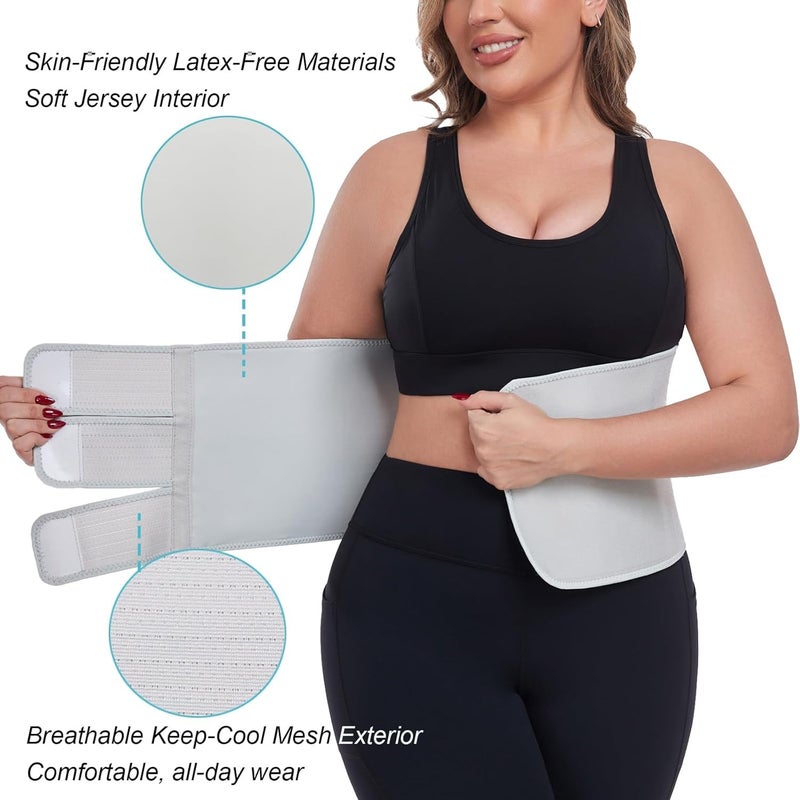 MAMODY Postpartum Belly Band abdominal Binder for Natural Delivery & C-Section, Adjustable Compression Wrap, Abdominal Support Belt (Gray, S/M) - Image 2